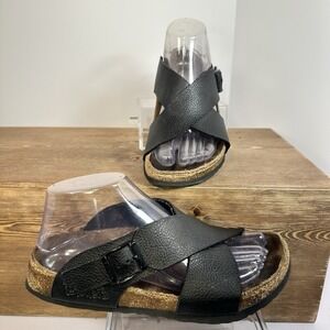 Birkenstock Black Crisscross Buckle Cork Sandals